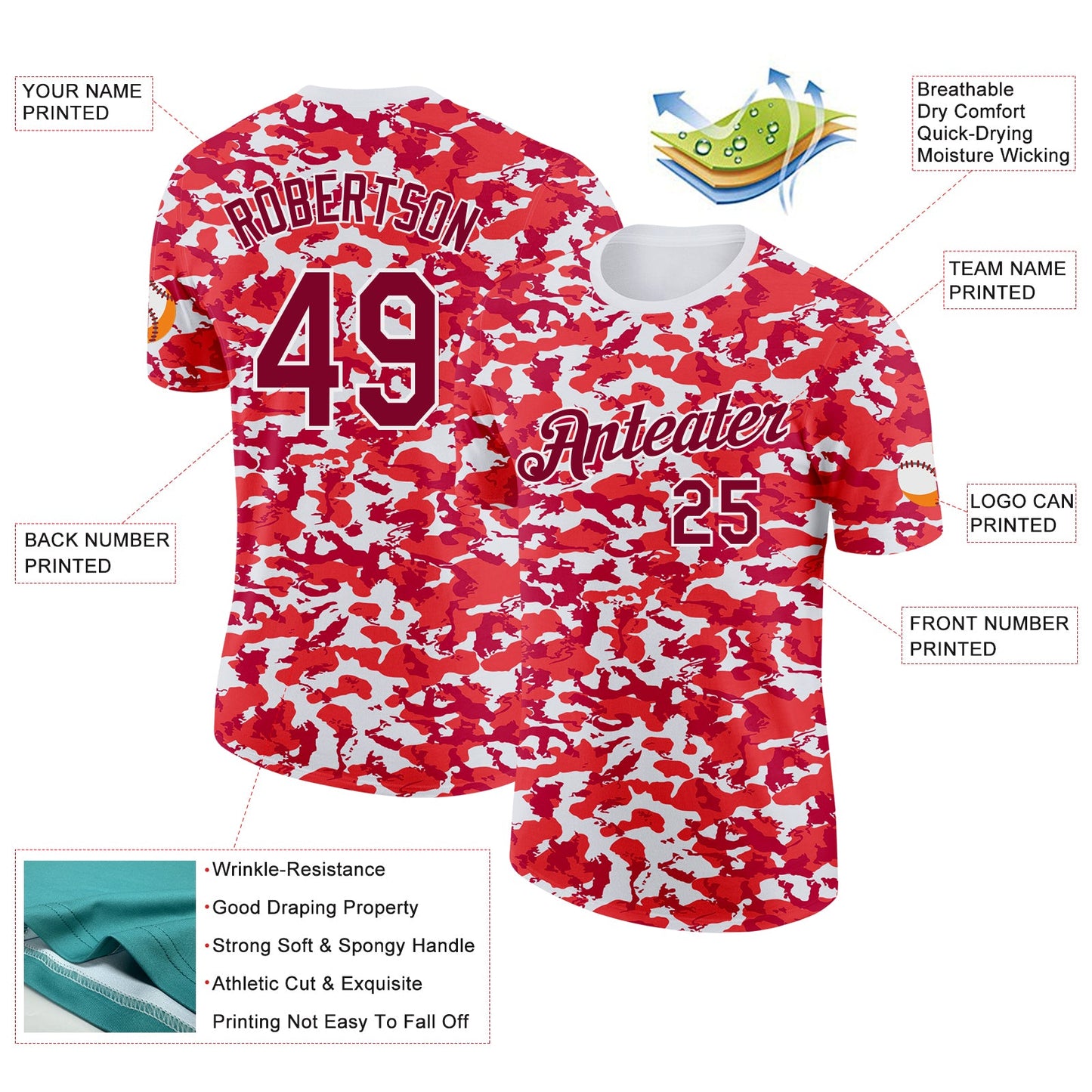 Custom Camo Maroon-White Digital Camouflage Salute To Service Performance T-Shirt view 2