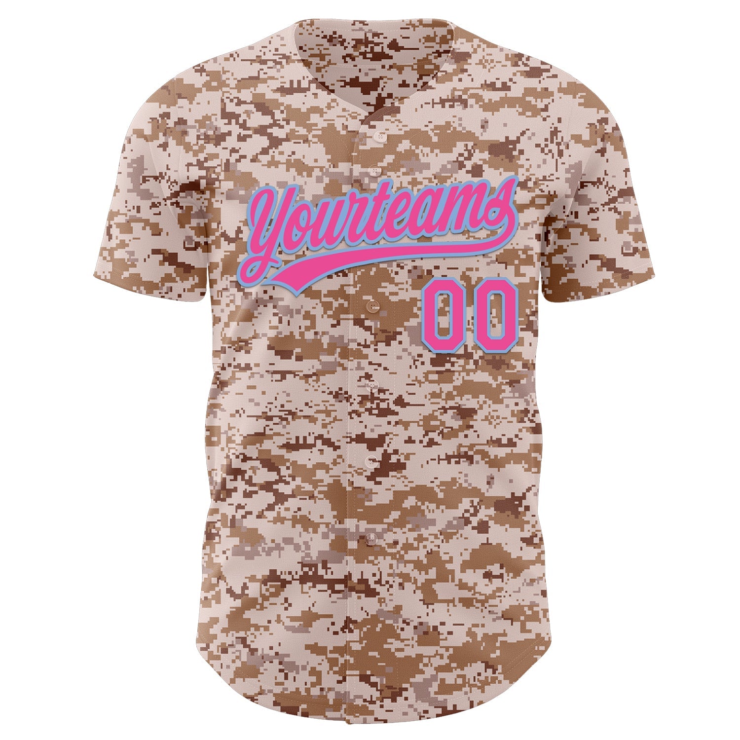 Custom Camo Pink-Light Blue Authentic Salute To Service Baseball Jersey view 2