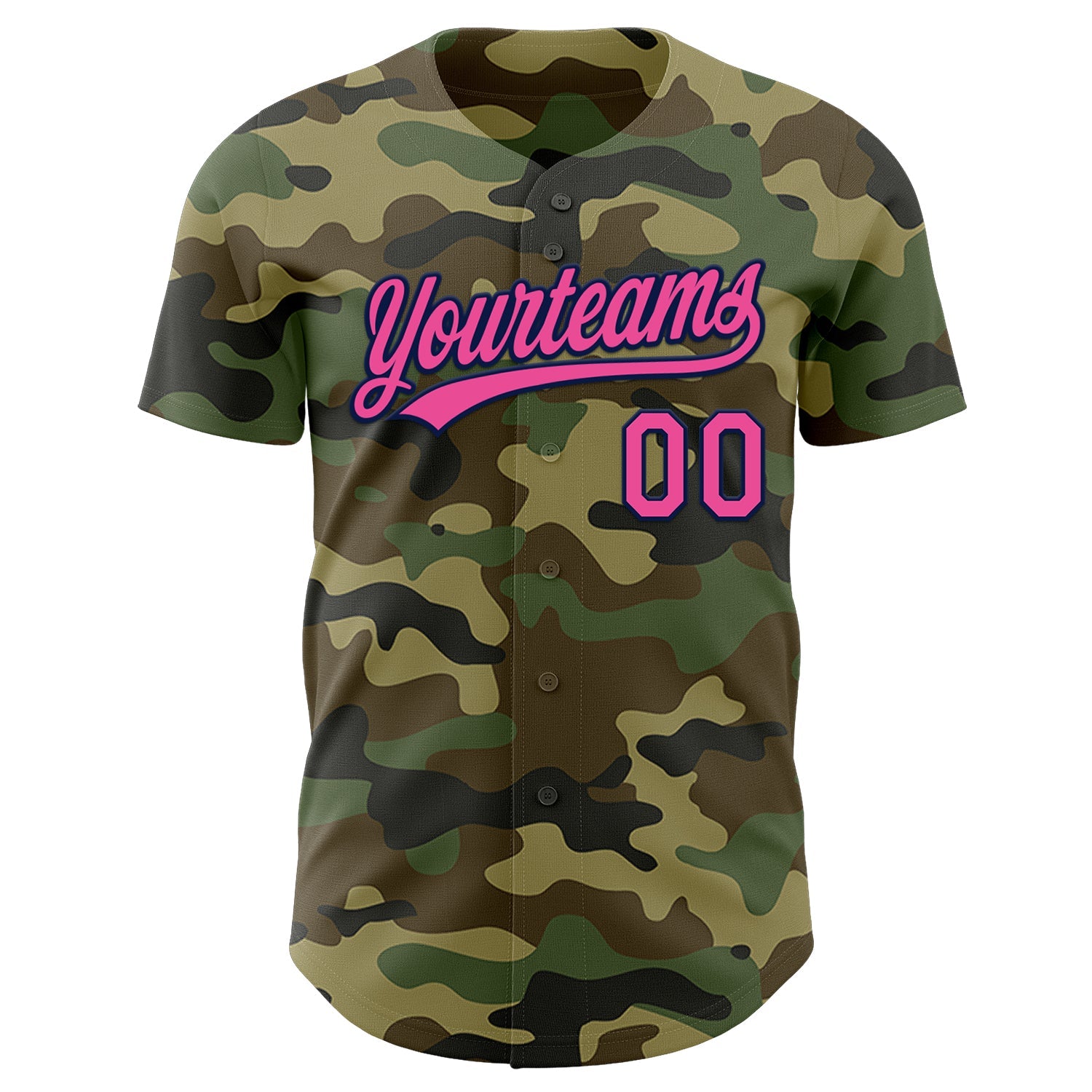 Custom Camo Pink-Navy Authentic Salute To Service Baseball Jersey view 2