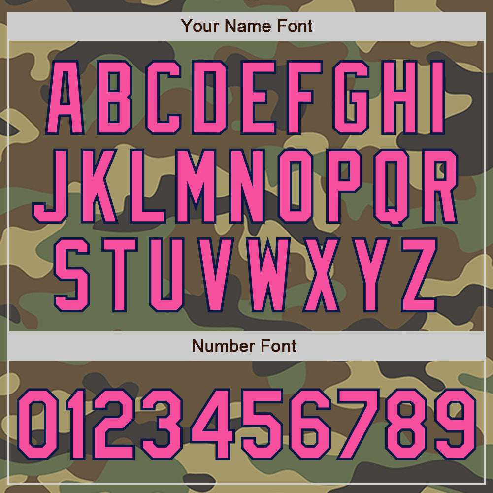 Custom Camo Pink-Navy Authentic Salute To Service Baseball Jersey view 5