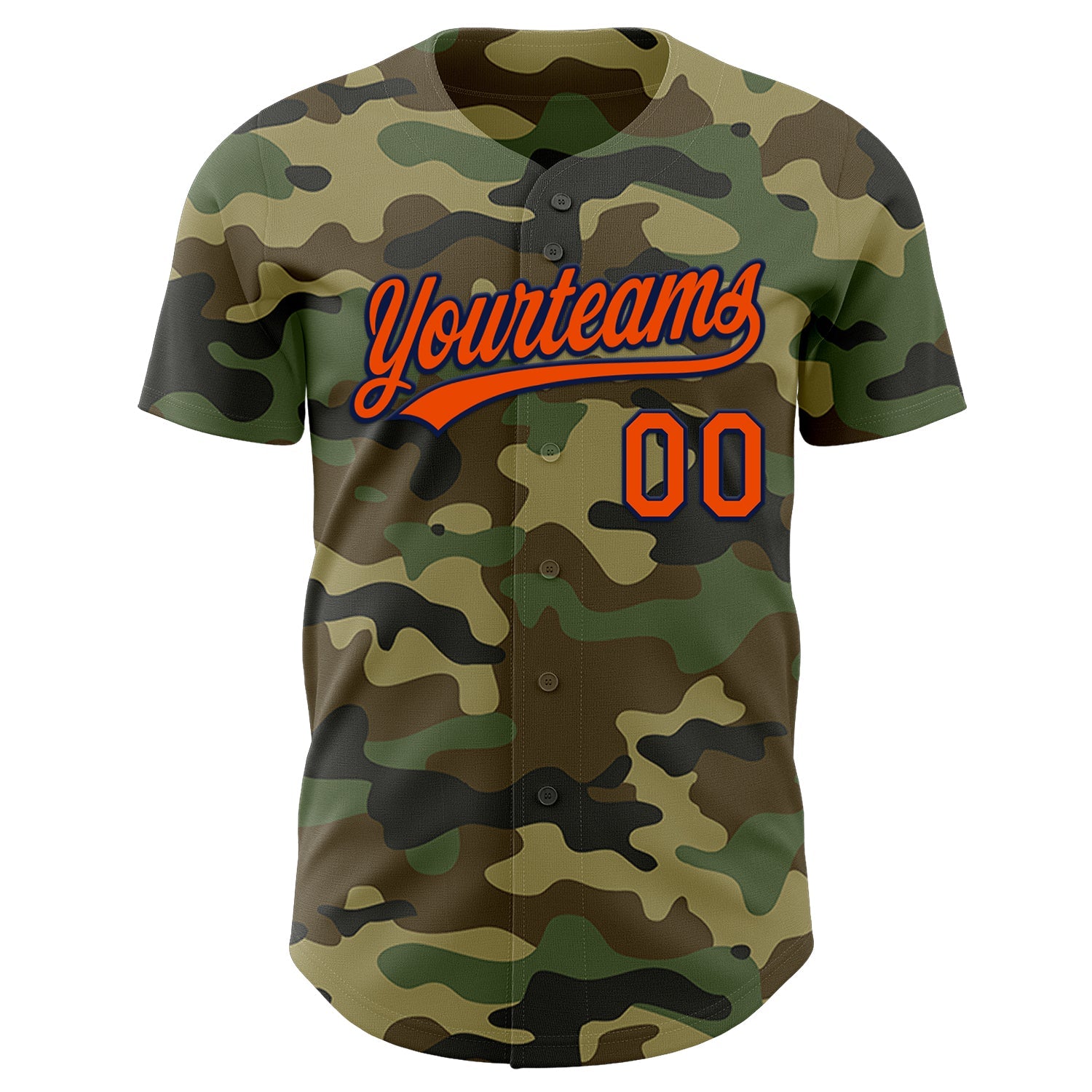 Custom Camo Orange-Navy Authentic Salute To Service Baseball Jersey view 2