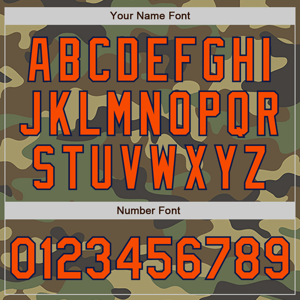 Custom Camo Orange-Navy Authentic Salute To Service Baseball Jersey view 5
