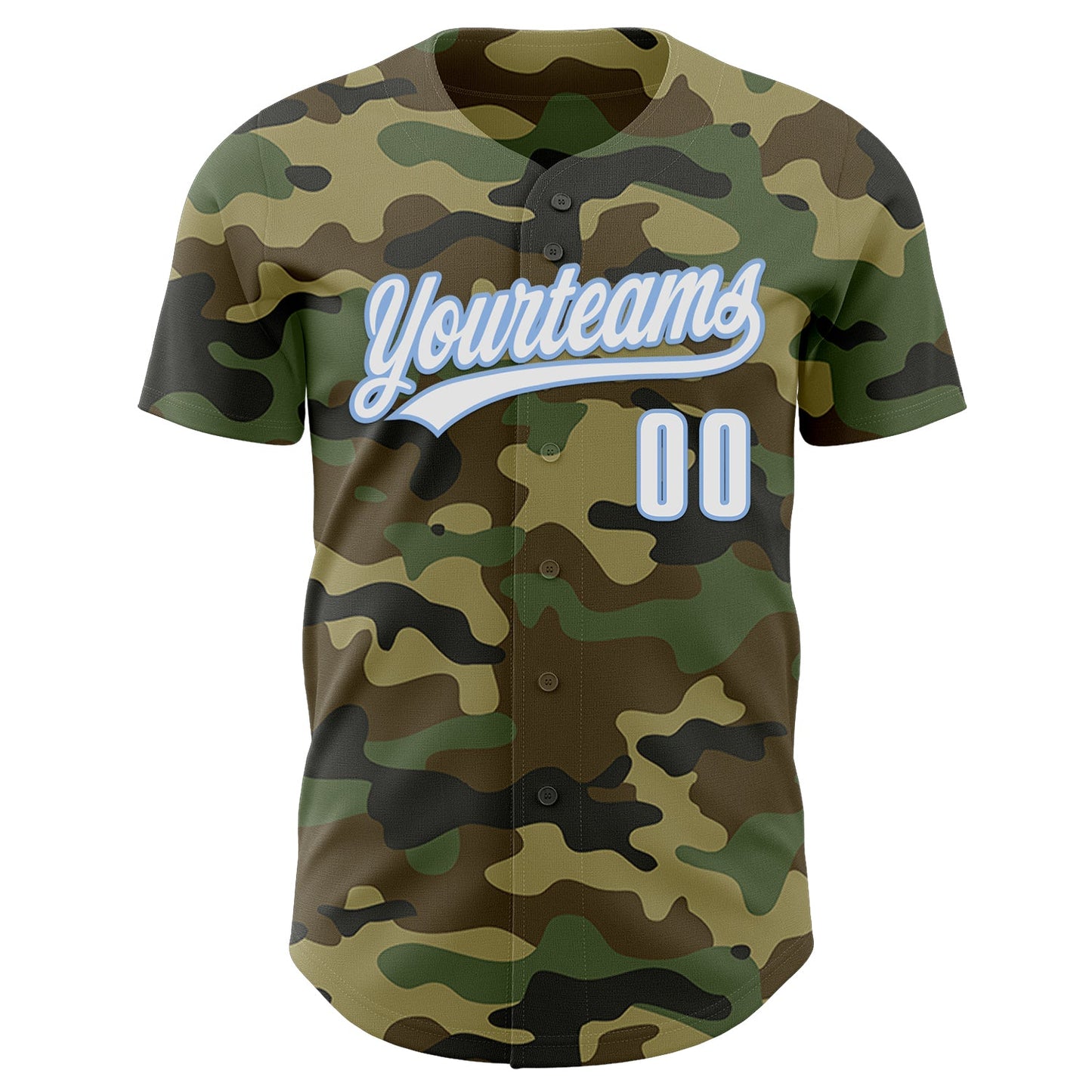 Custom Camo White-Light Blue Authentic Salute To Service Baseball Jersey view 2