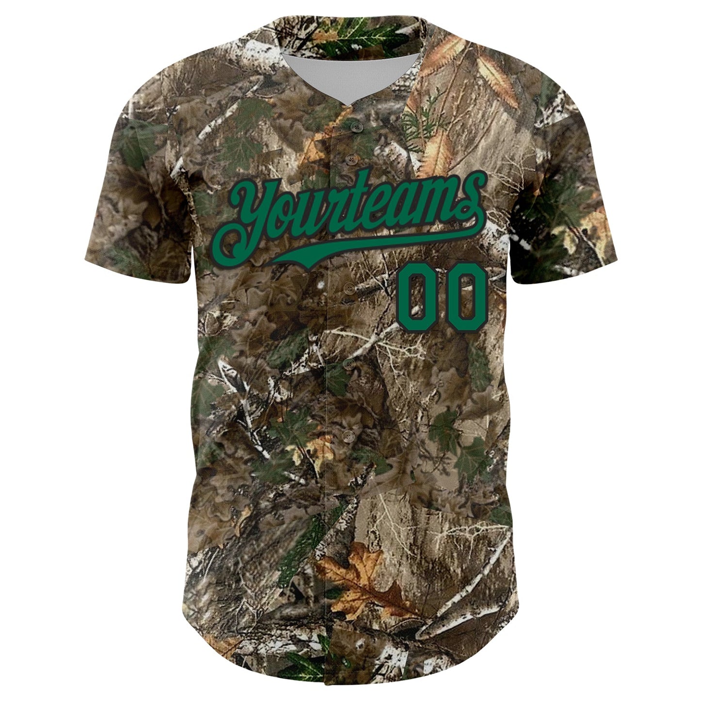 Custom Camo Kelly Green-Black Woodland Forest Camouflage Authentic Salute To Service Baseball Jersey view 2