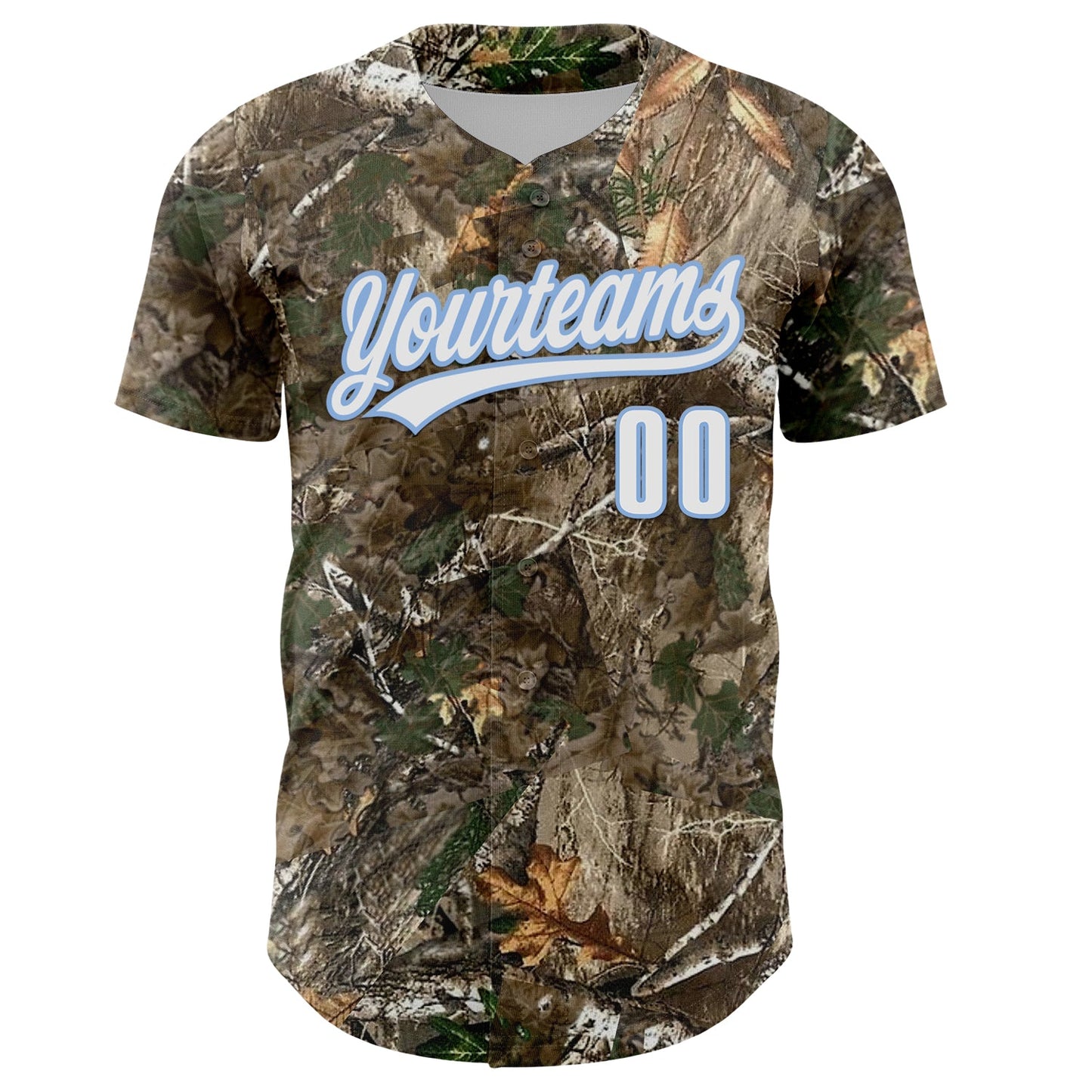Custom Camo White-Light Blue Woodland Forest Camouflage Authentic Salute To Service Baseball Jersey view 2