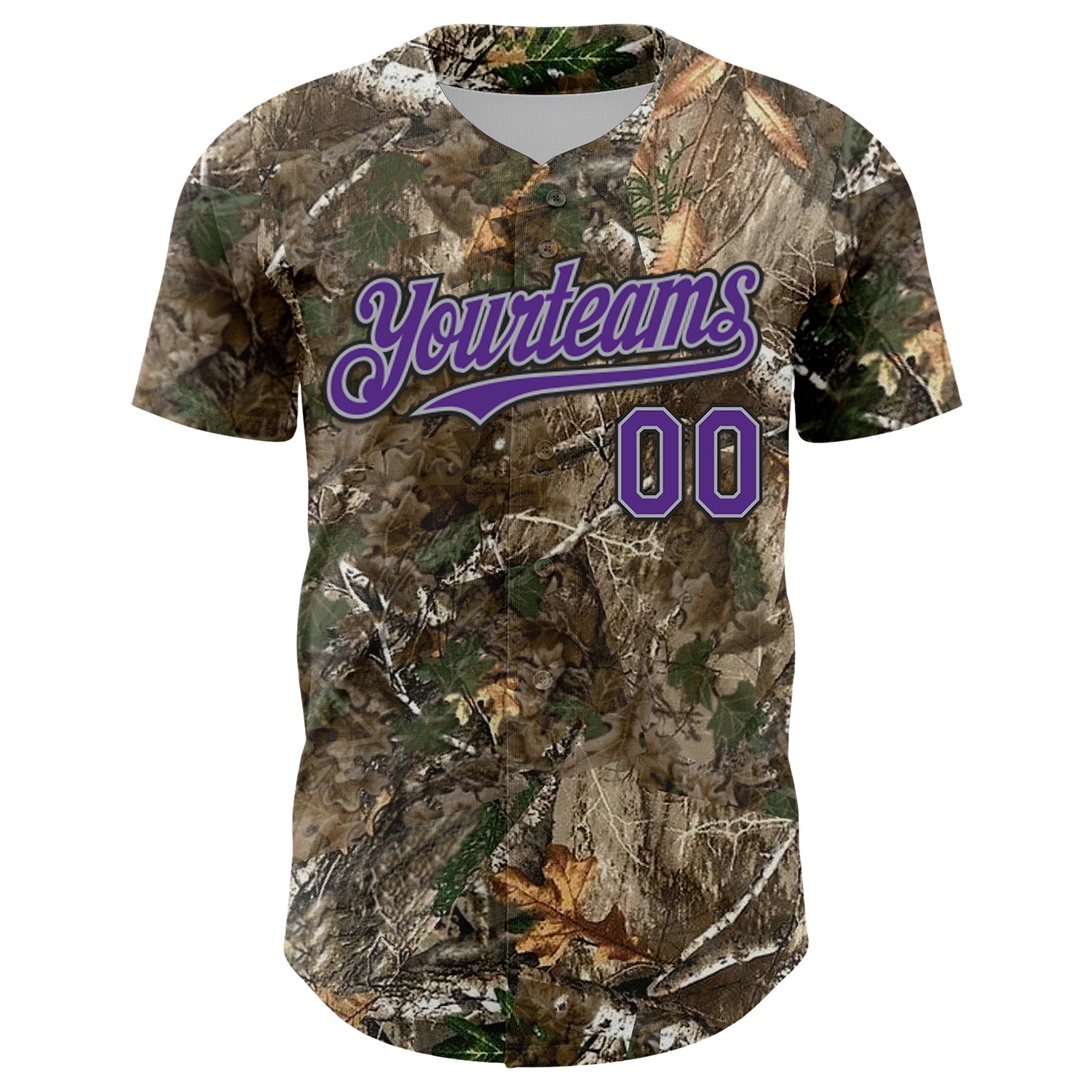 Custom Camo Purple Gray-Black Woodland Forest Camouflage Authentic Salute To Service Baseball Jersey view 2