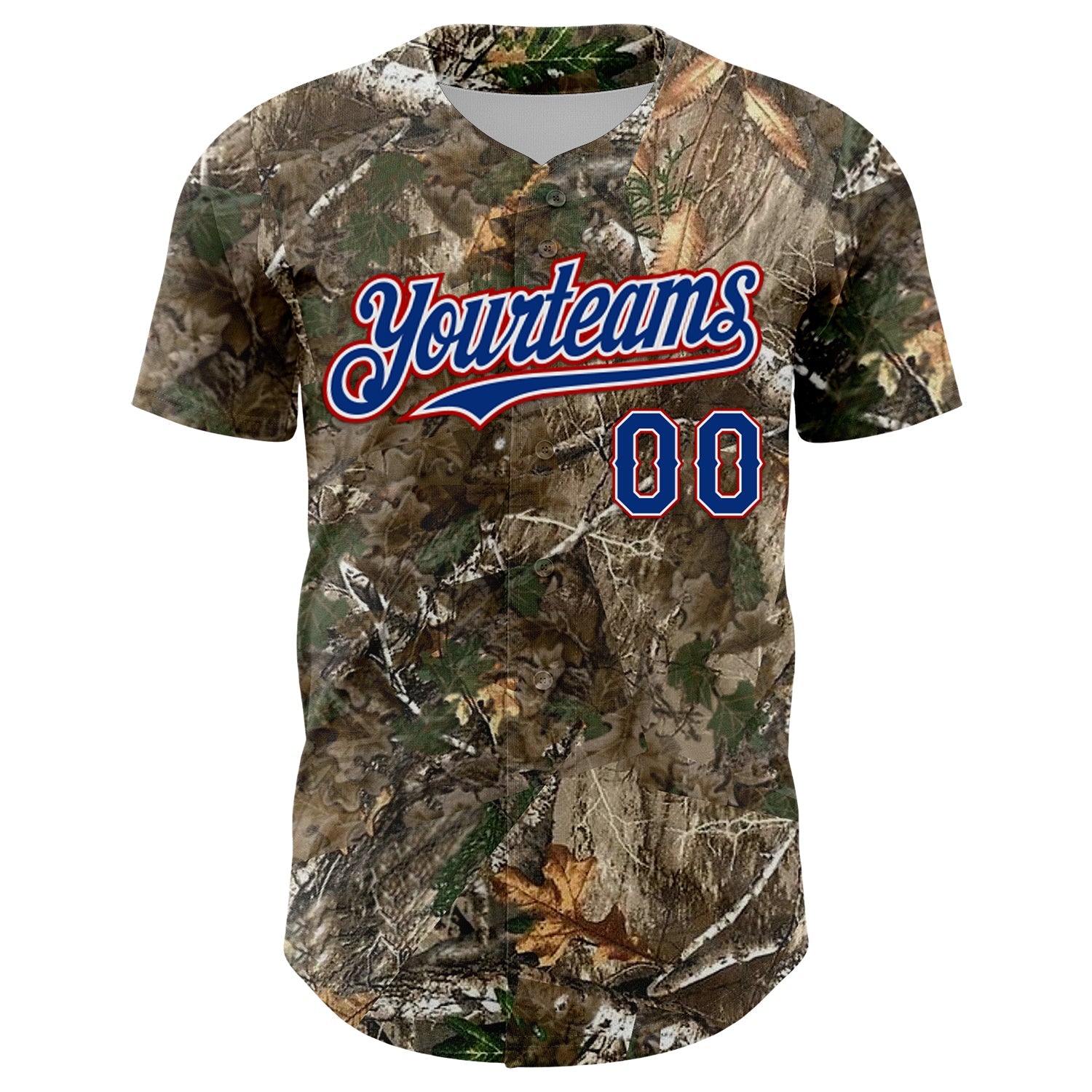 Custom Camo Royal White-Red Woodland Forest Camouflage Authentic Salute To Service Baseball Jersey view 2