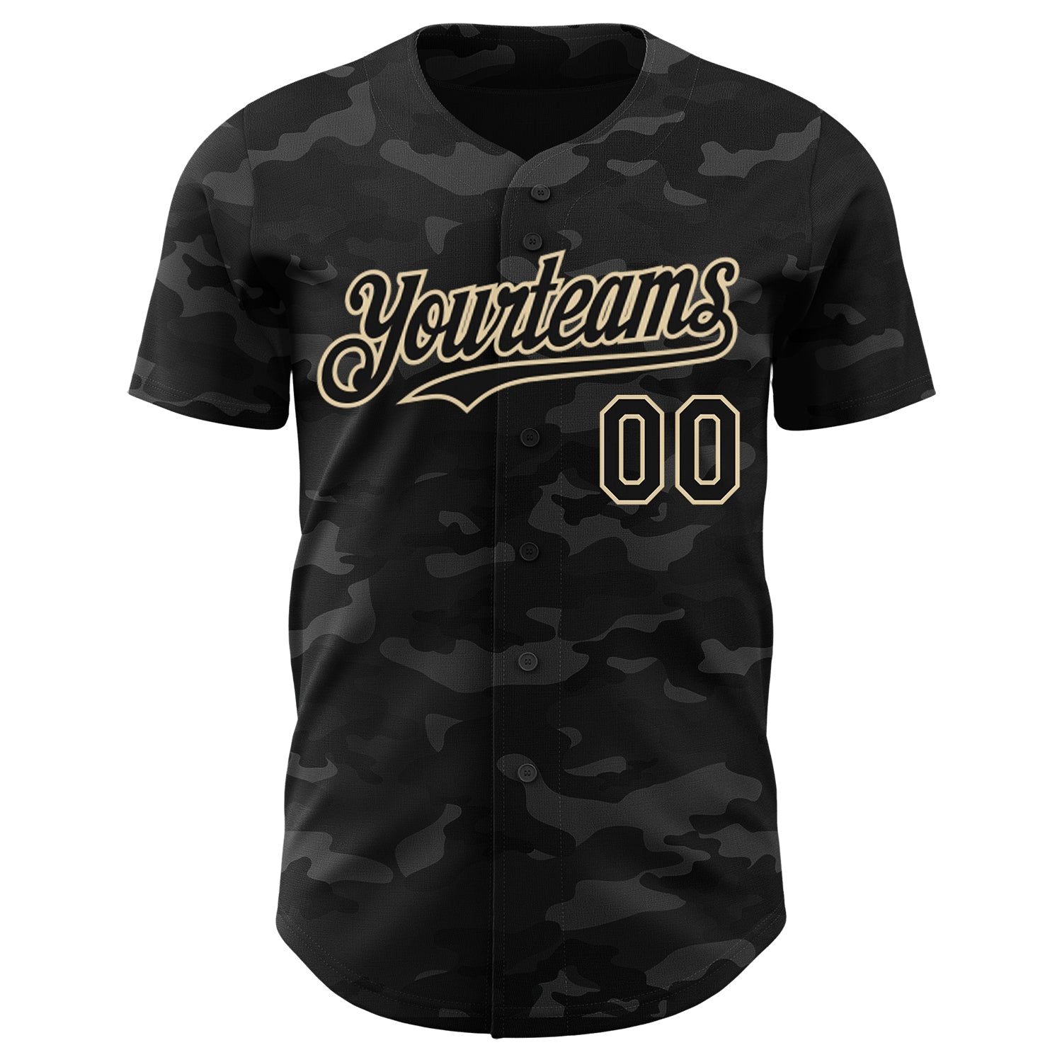 Custom Camo Black-Cream Dark Camouflage Tactical Style Authentic Salute To Service Baseball Jersey view 2
