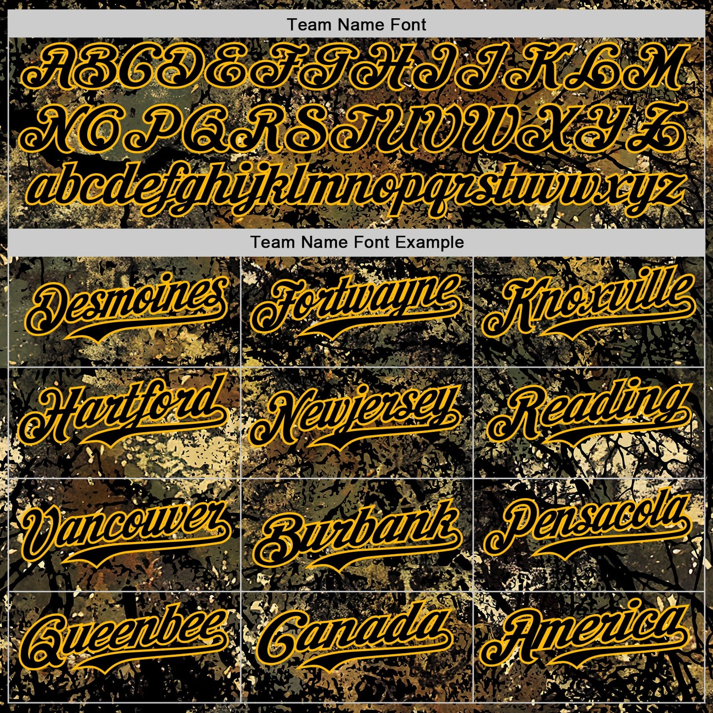 Custom Camo Black-Gold Woodland Forest Tactical Camouflage Outdoor Leaf Authentic Baseball Jersey view 4