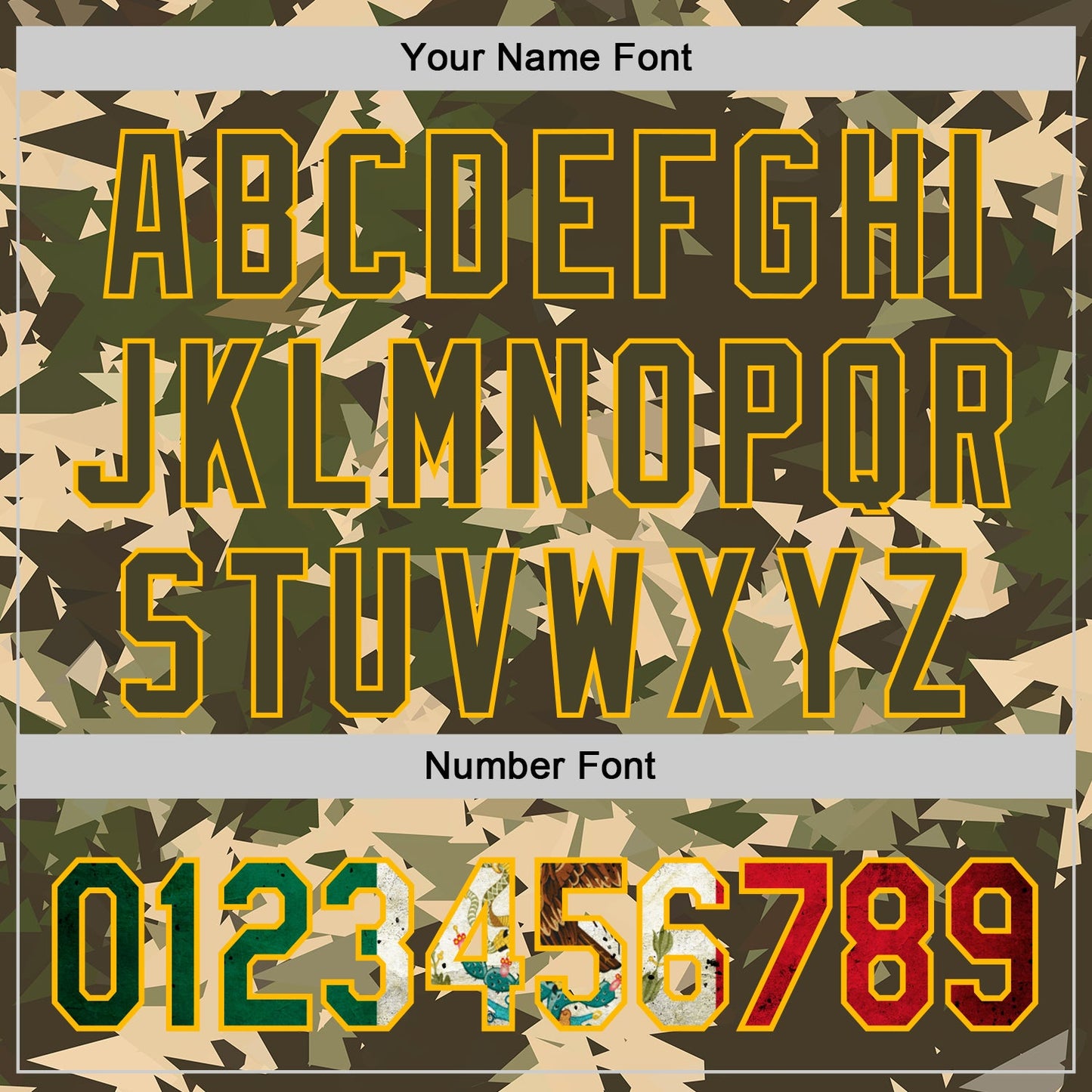 Custom Camo Vintage Mexican Flag Cream Gold-Olive Woodland Geometric Camouflage Authentic Baseball Jersey view 5