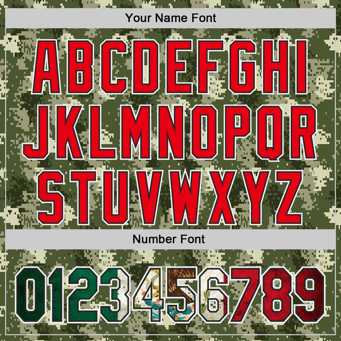 Custom Camo Vintage Mexican Flag Black White-Fire Red Digital Camouflage Authentic Baseball Jersey view 5