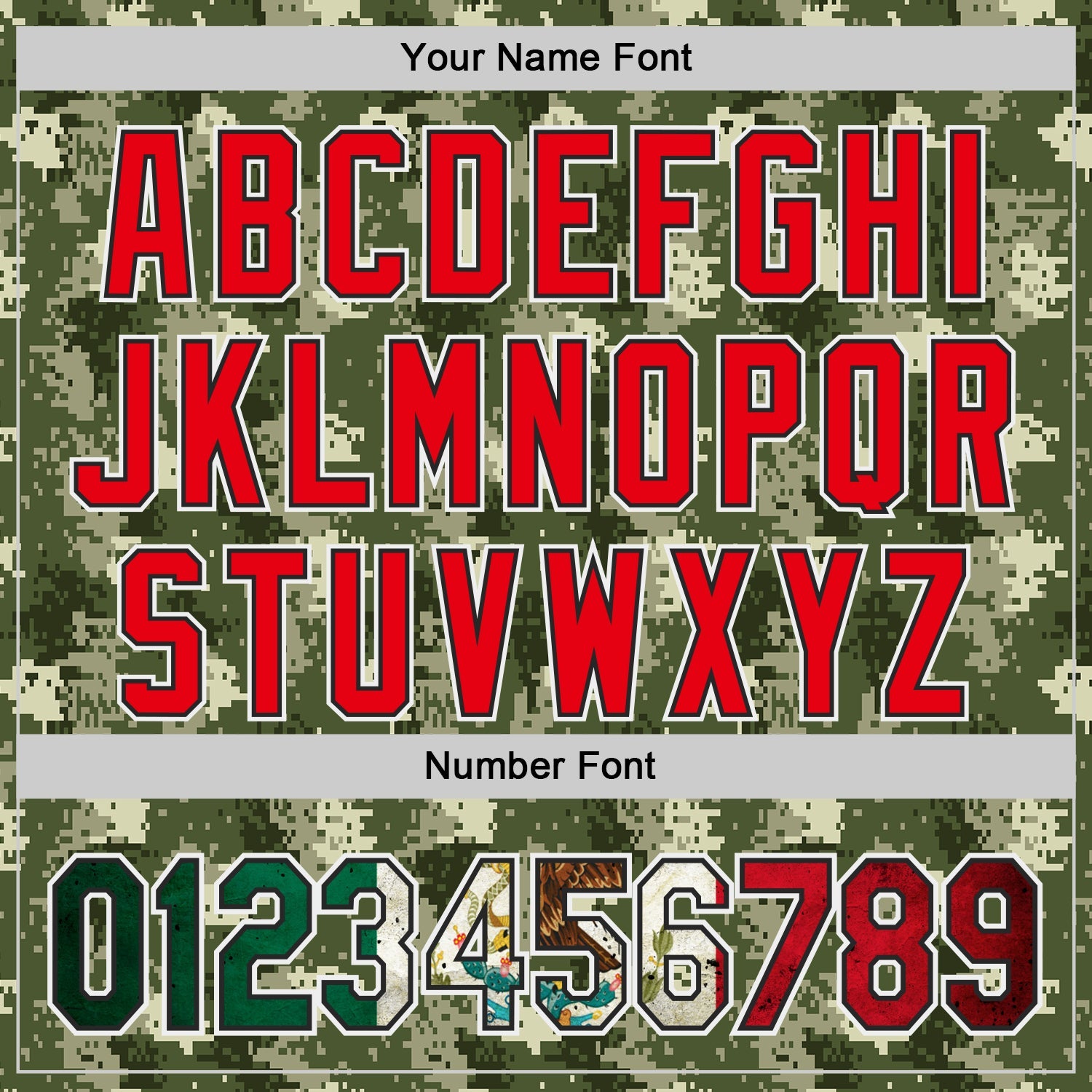 Custom Camo Vintage Mexican Flag Black White-Fire Red Digital Camouflage Authentic Baseball Jersey view 5