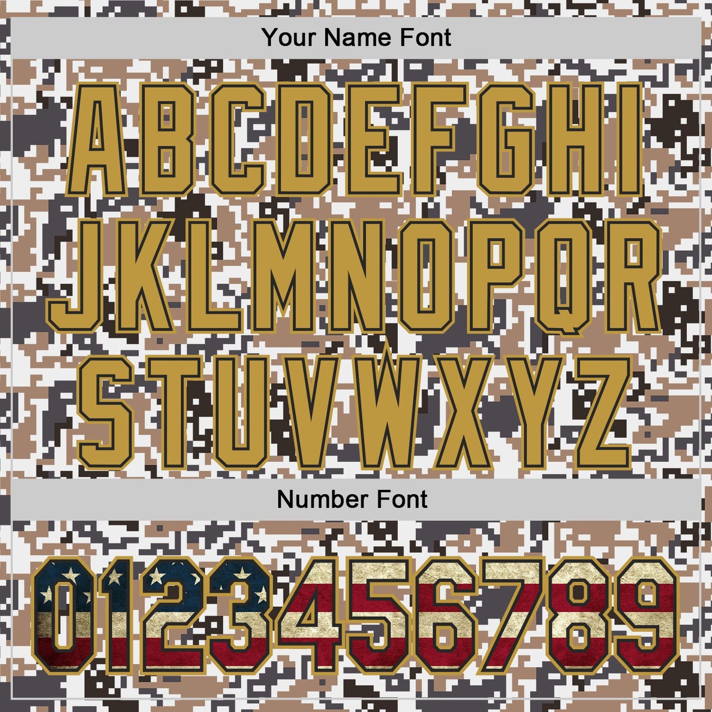 Custom Camo Vintage USA Flag Black-Old Gold Digital Camouflage Authentic Baseball Jersey view 5
