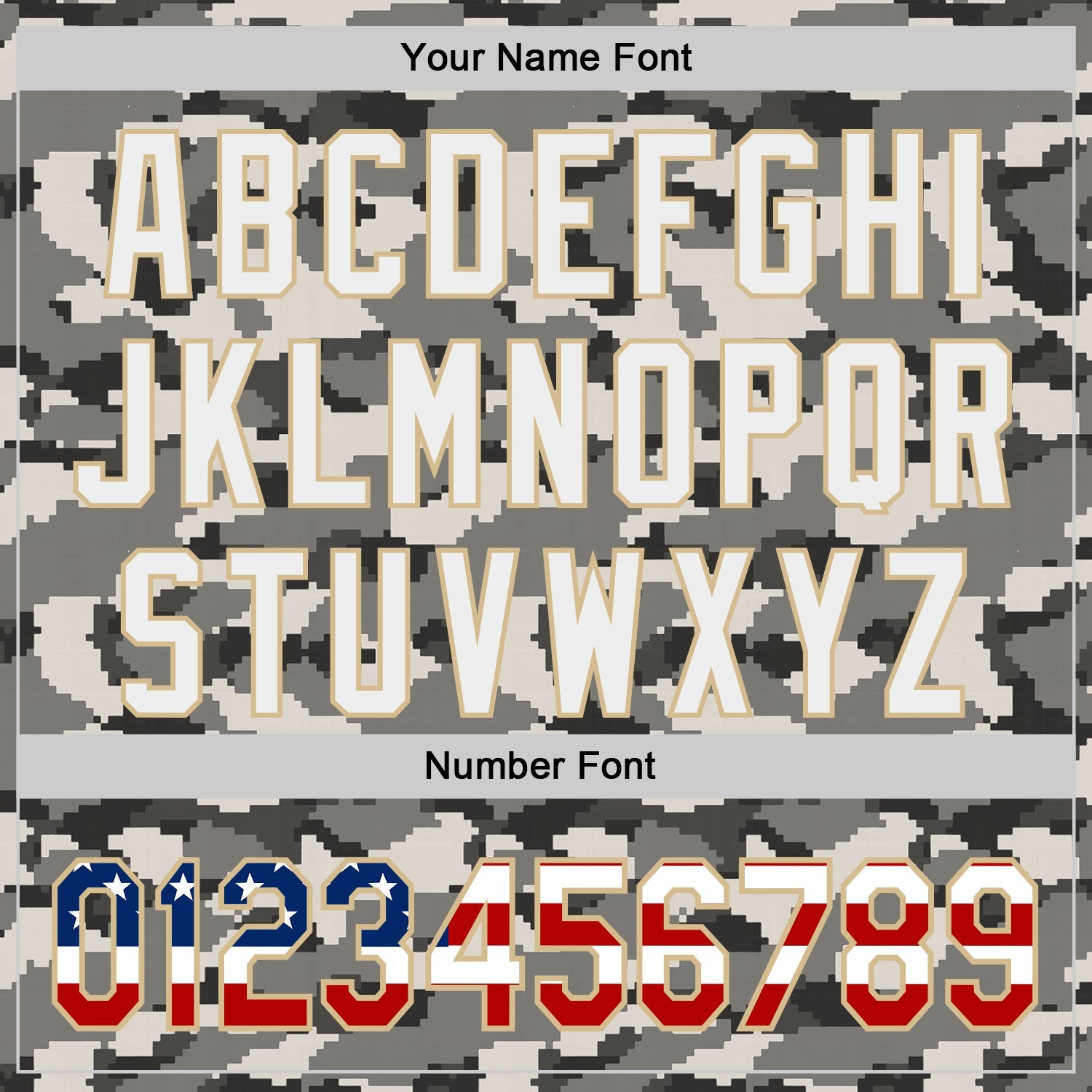 Custom Camo USA Flag Vegas Gold-White Digital Camouflage Authentic Baseball Jersey view 5