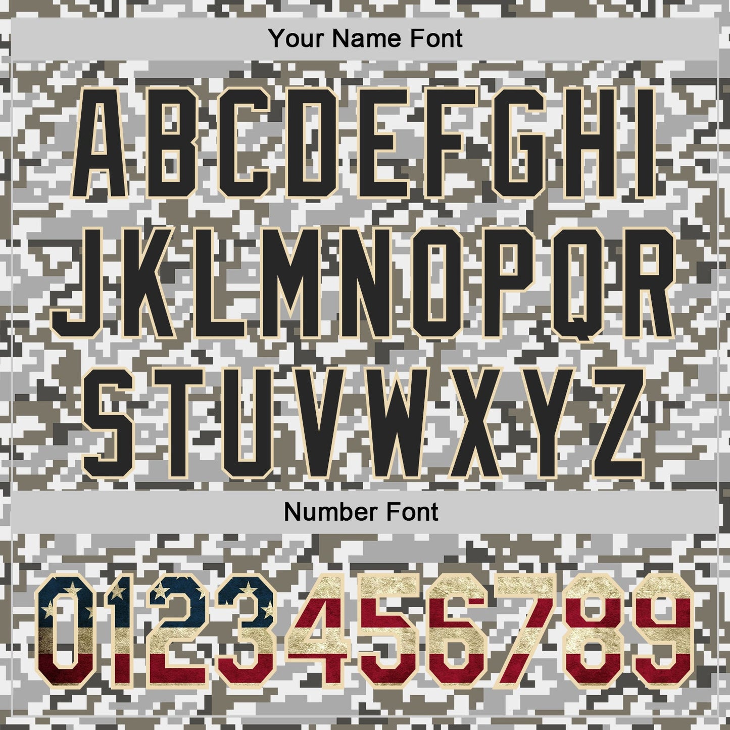 Custom Camo Vintage USA Flag Cream-Black Digital Camouflage Authentic Baseball Jersey view 5