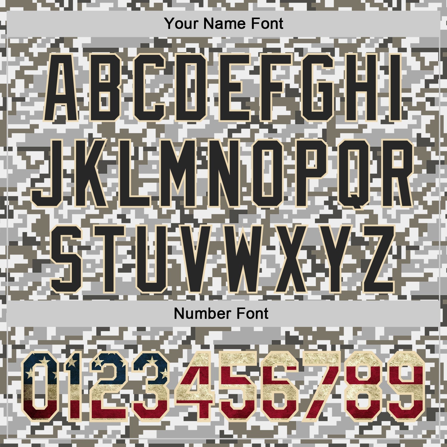 Custom Camo Vintage USA Flag Cream-Black Digital Camouflage Authentic Baseball Jersey view 5