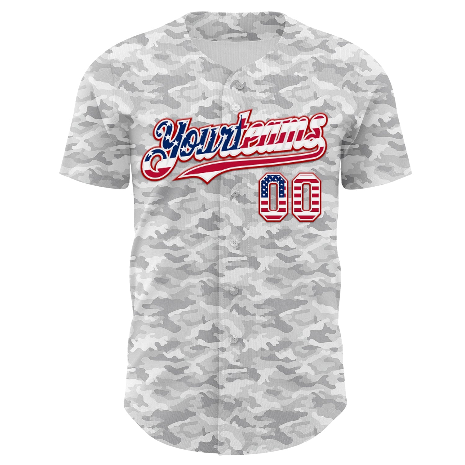 Custom Camo USA Flag White Red-Royal Urban Gray Camouflage Authentic Baseball Jersey view 2