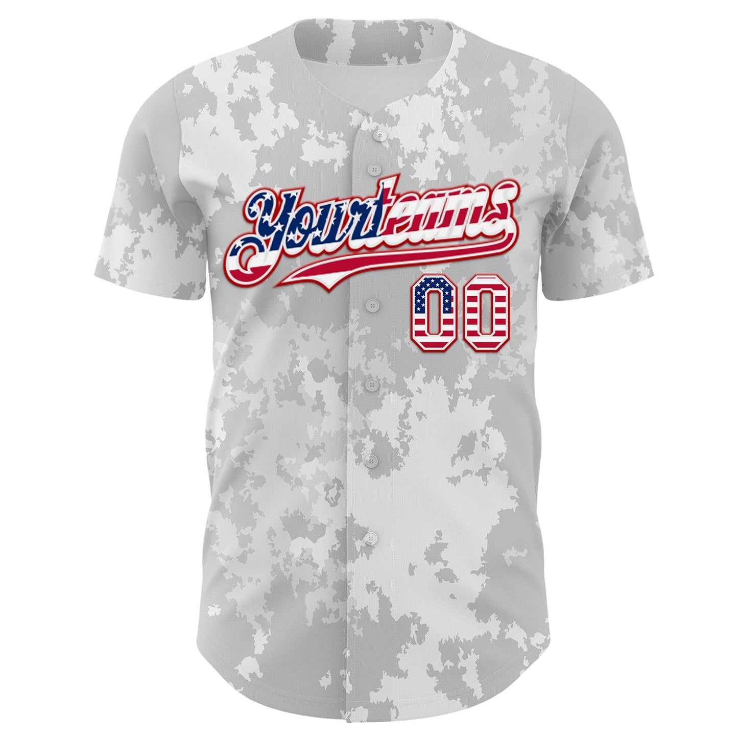 Custom Camo USA Flag White Red-Royal Urban Gray Camouflage Authentic Baseball Jersey view 2
