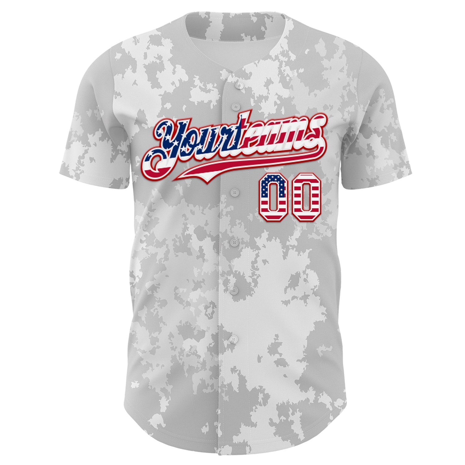 Custom Camo USA Flag White Red-Royal Urban Gray Camouflage Authentic Baseball Jersey view 2