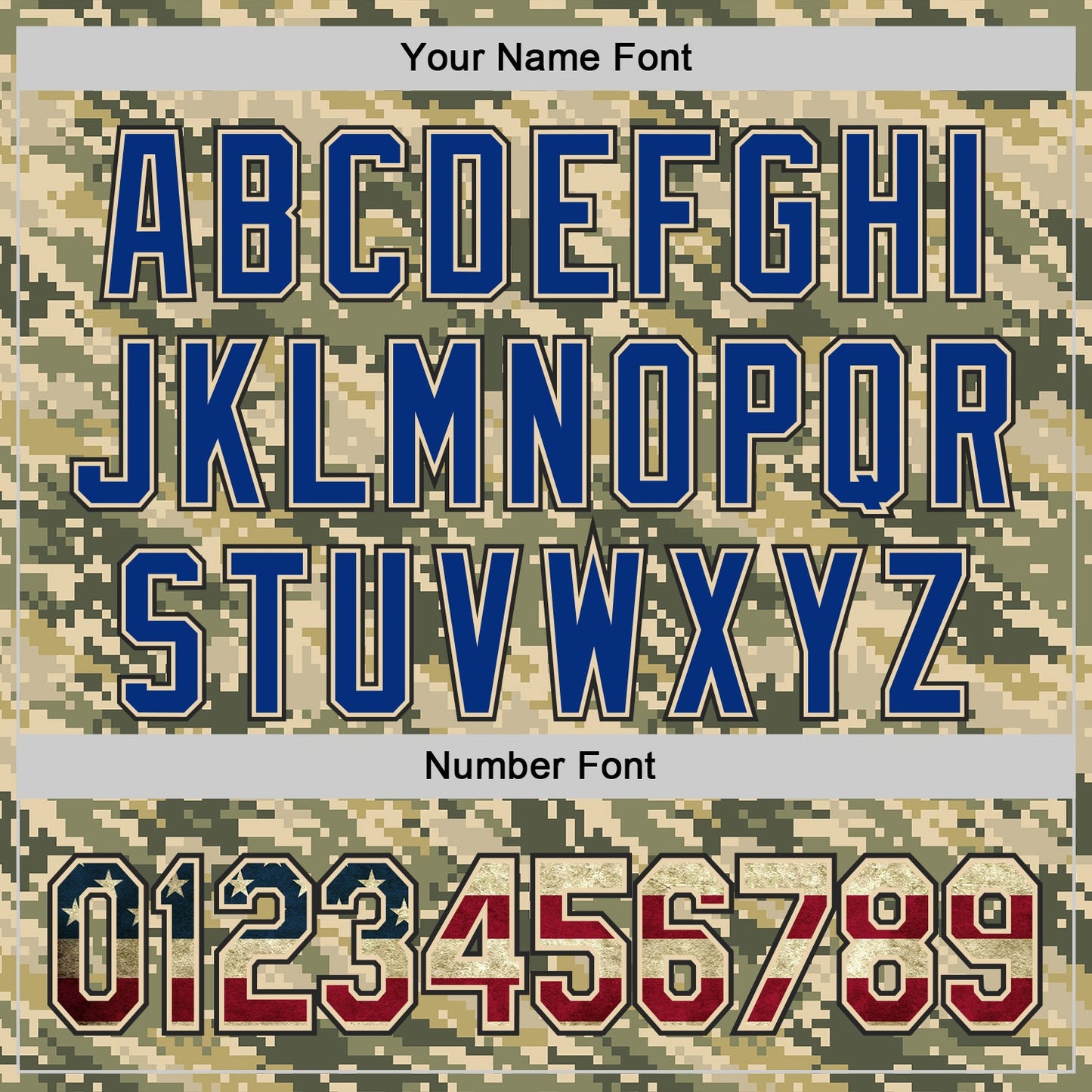Custom Camo Vintage USA Flag Cream Black-US Navy Blue Digital Camouflage Authentic Baseball Jersey view 5