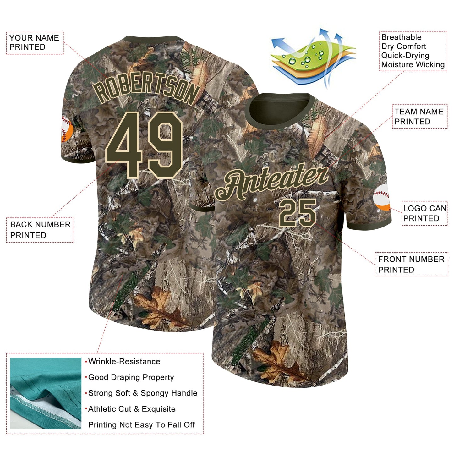 Custom Camo Olive-Cream Woodland Camouflage Salute To Service Performance T-Shirt view 2