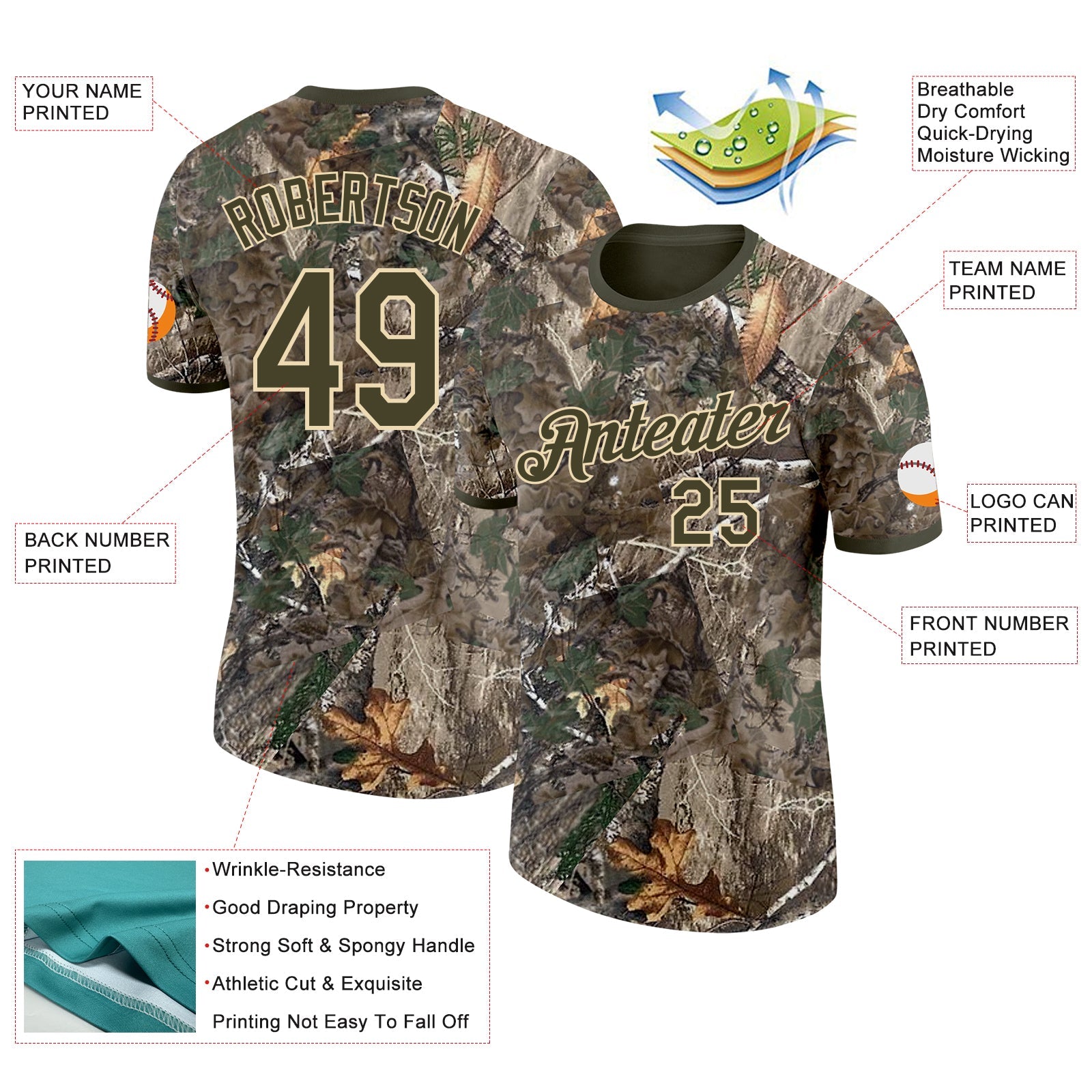 Custom Camo Olive-Cream Woodland Camouflage Salute To Service Performance T-Shirt view 2