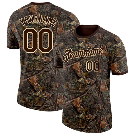 Custom Camo Brown-Cream Woodland Camouflage Salute To Service Performance T-Shirt - Main View