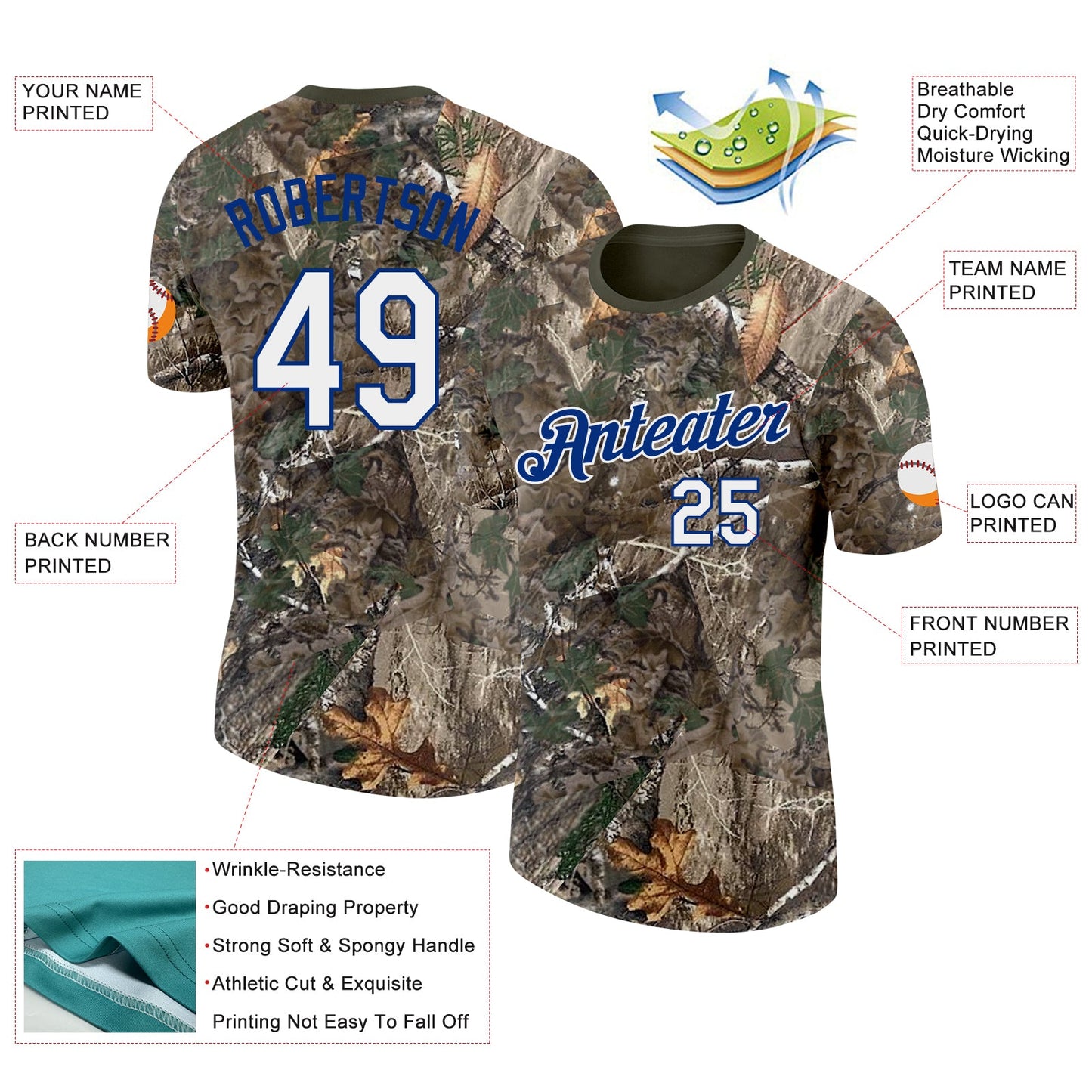 Custom Camo White Royal-Olive Woodland Camouflage Salute To Service Performance T-Shirt view 2