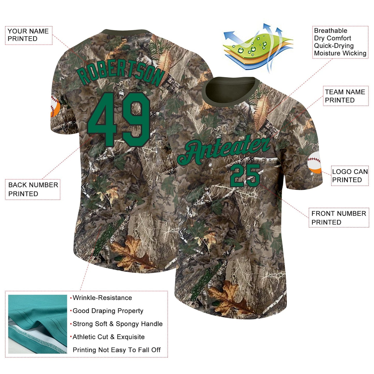 Custom Camo Kelly Green Black-Olive Woodland Camouflage Salute To Service Performance T-Shirt view 2