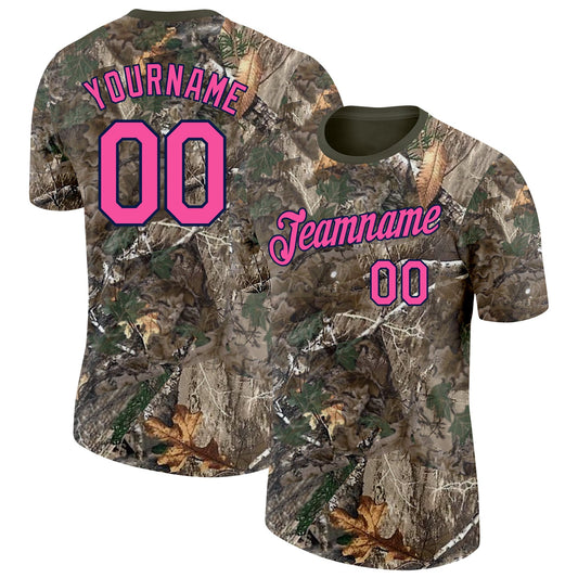 Custom Camo Pink Navy-Olive Woodland Camouflage Salute To Service Performance T-Shirt - Main View