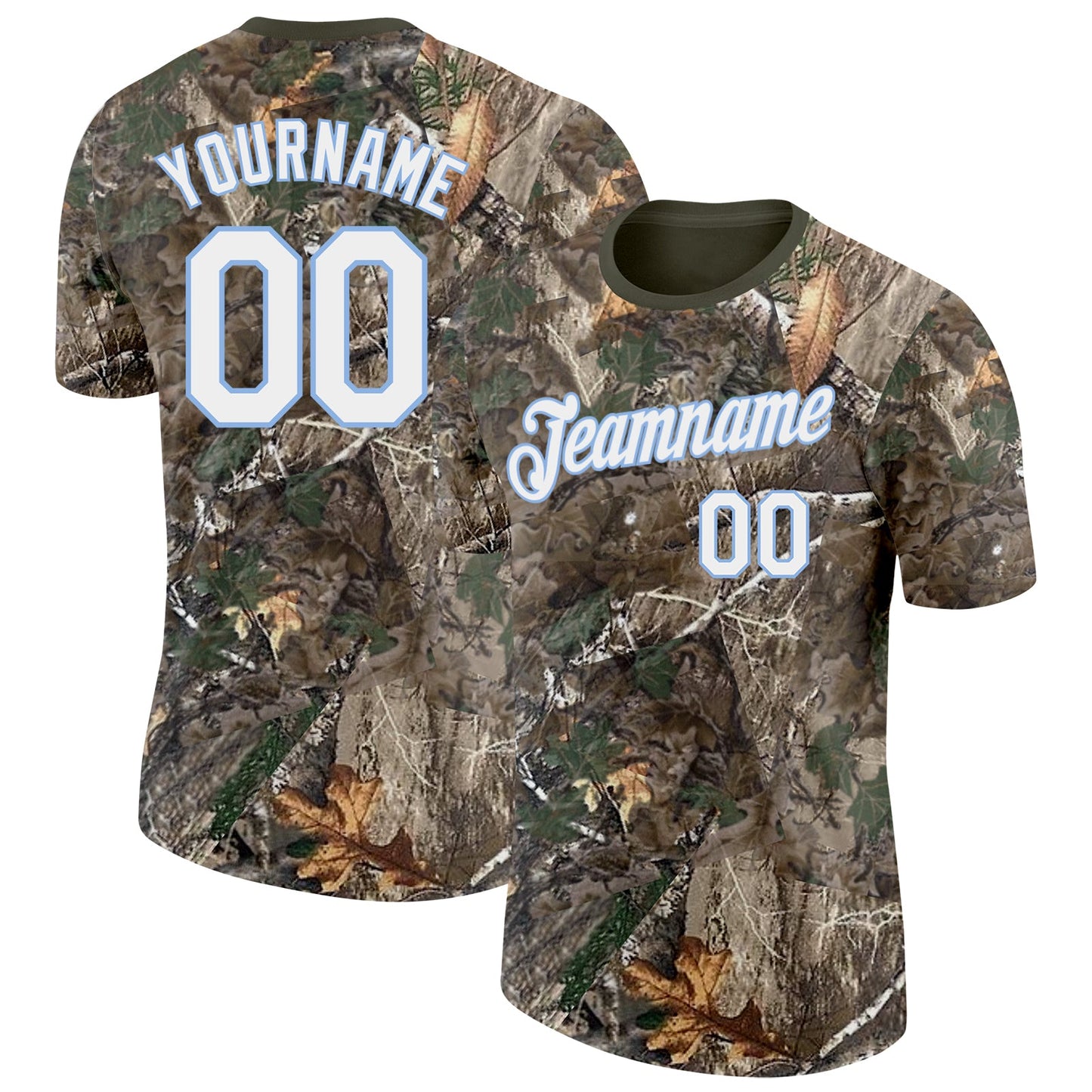 Custom Camo White Light Blue-Olive Woodland Camouflage Salute To Service Performance T-Shirt - Main View