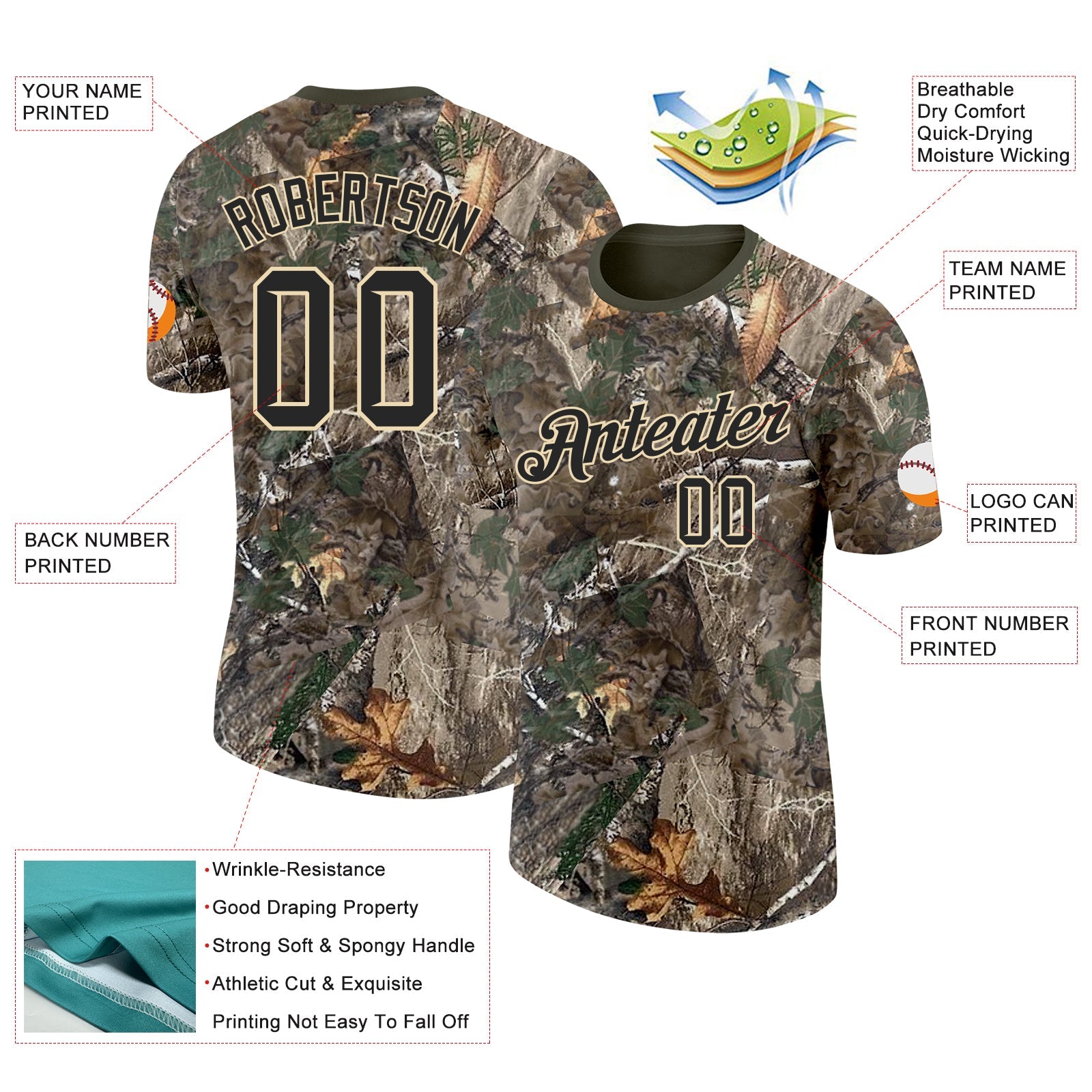 Custom Camo Black Cream-Olive Woodland Camouflage Salute To Service Performance T-Shirt view 2
