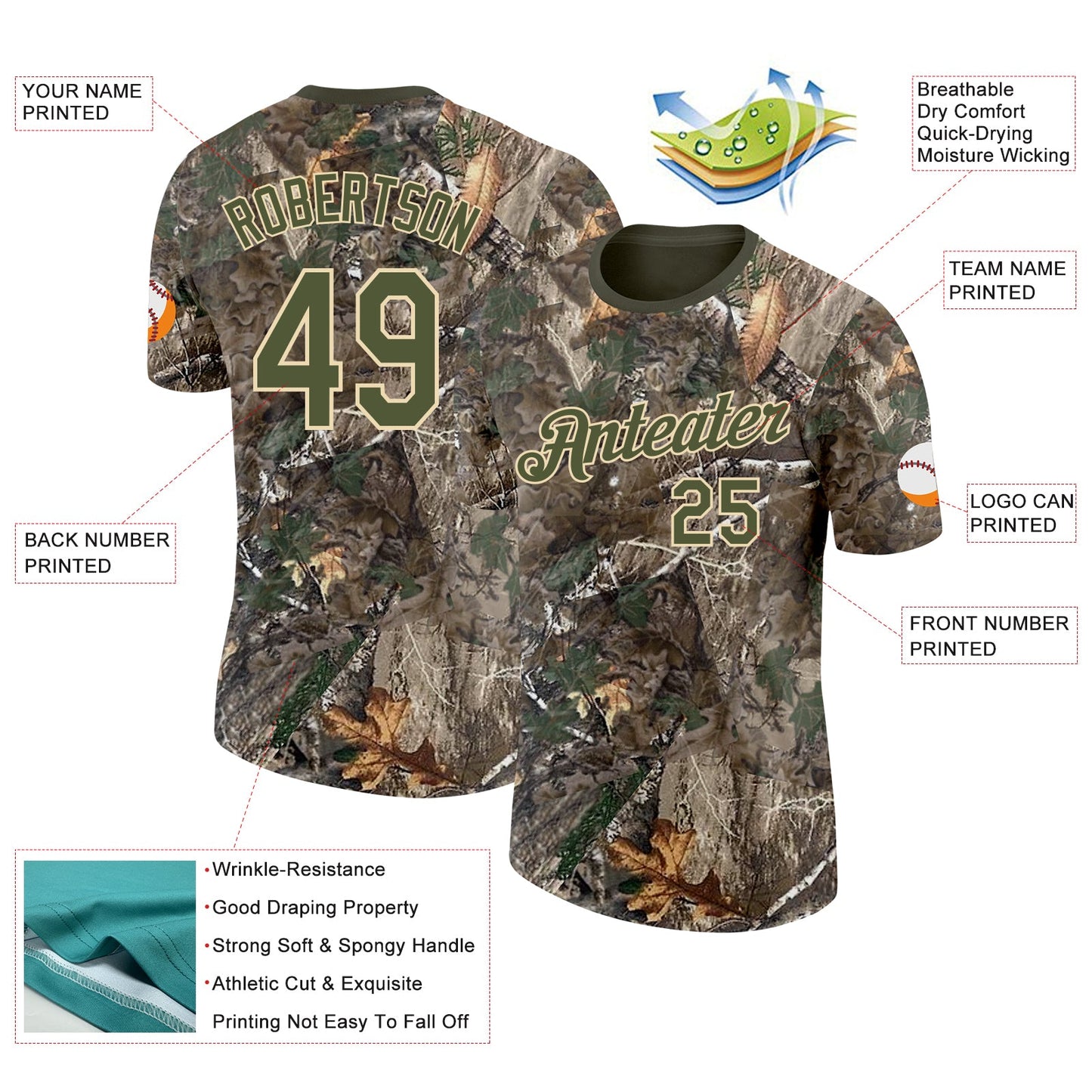 Custom Camo Olive-Cream Woodland Camouflage Salute To Service Performance T-Shirt view 2