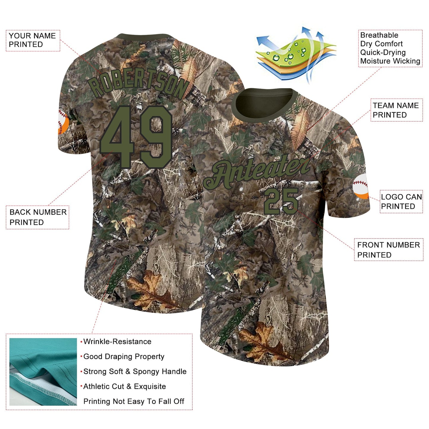 Custom Camo Olive-Black Woodland Camouflage Salute To Service Performance T-Shirt view 2
