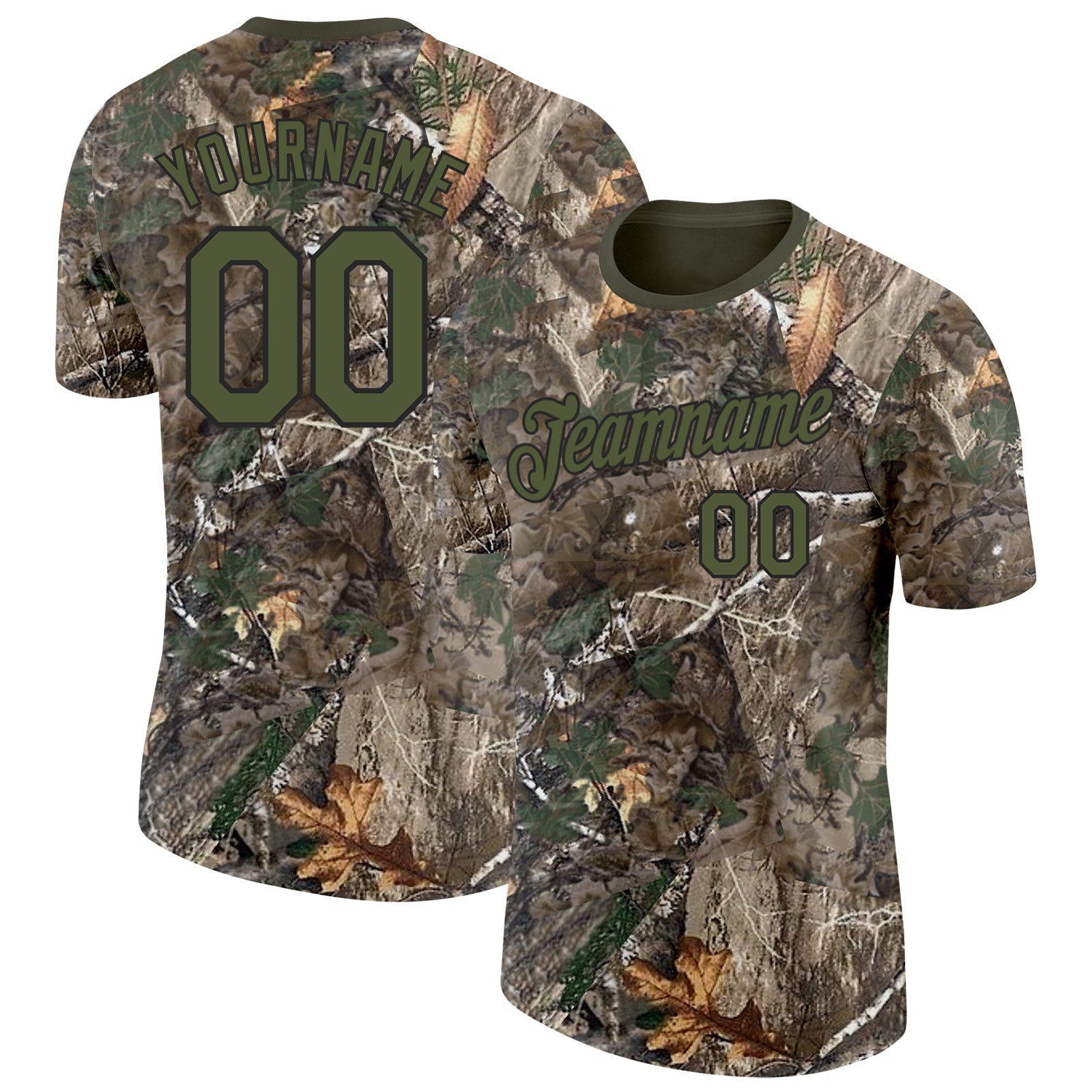Custom Camo Olive-Black Woodland Camouflage Salute To Service Performance T-Shirt - Main View