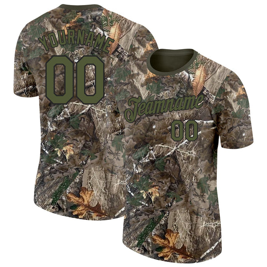 Custom Camo Olive-Black Woodland Camouflage Salute To Service Performance T-Shirt - Main View