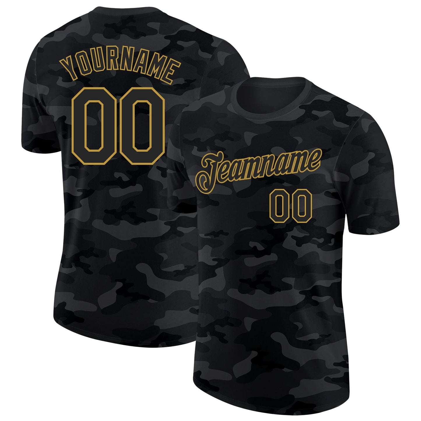 Custom Camo Black-Old Gold Salute To Service Performance T-Shirt - Main View