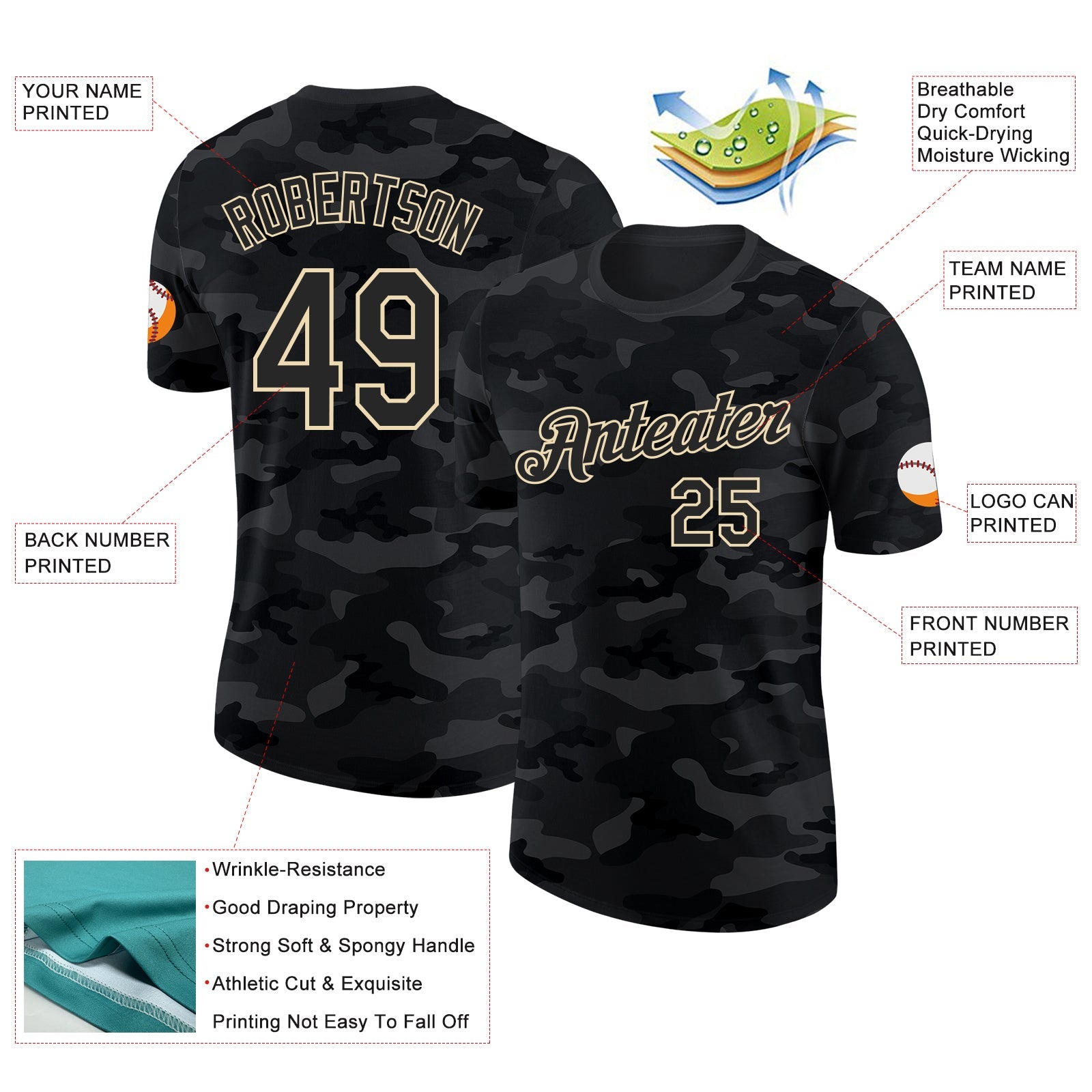 Custom Camo Black-Cream Salute To Service Performance T-Shirt view 2