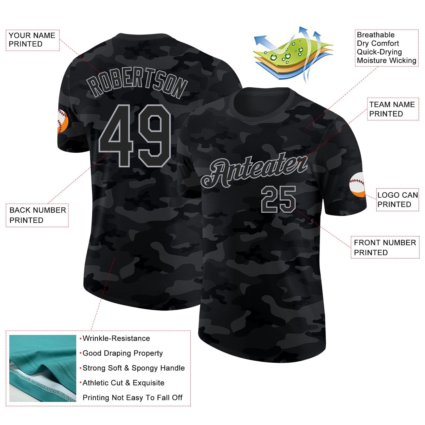 Custom Camo Black-Gray Salute To Service Performance T-Shirt view 2