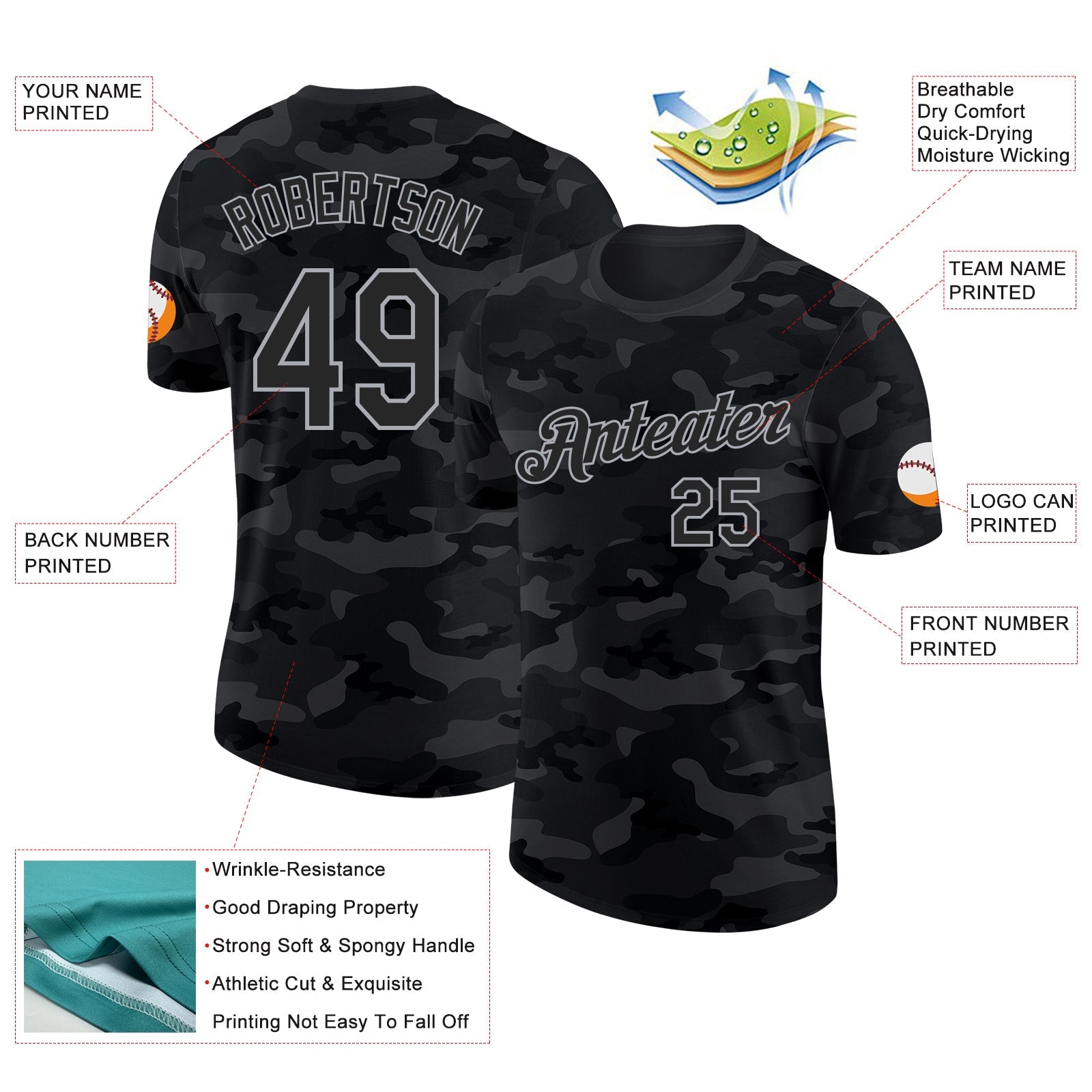 Custom Camo Black-Gray Salute To Service Performance T-Shirt view 2