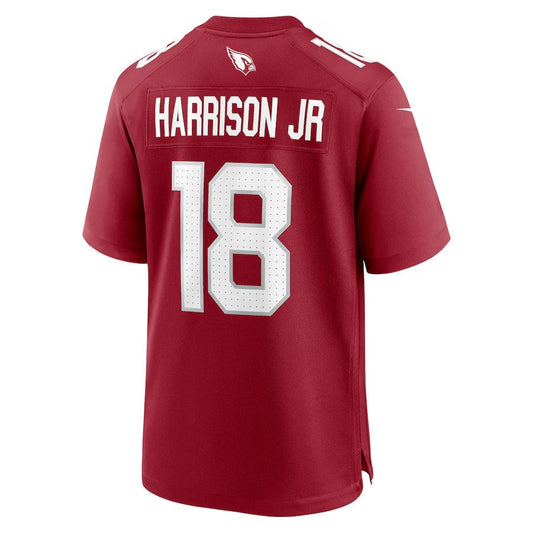 A.Cardinals #18 Marvin Harrison Jr. Cardinal Game Stitched American Football Jerseys - Main View