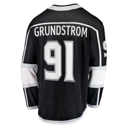 LA.Kings #91 Carl Grundstrom Fanatics Branded Home Breakaway Player Jersey Black Stitched American Hockey Jerseys - Main View