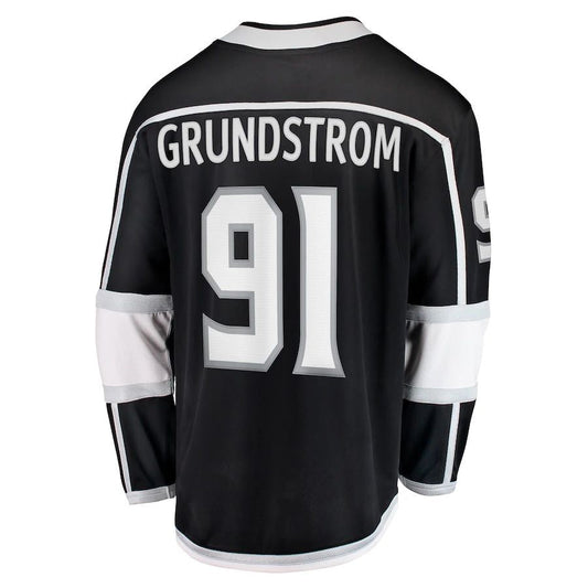 LA.Kings #91 Carl Grundstrom Fanatics Branded Home Breakaway Player Jersey Black Stitched American Hockey Jerseys - Main View