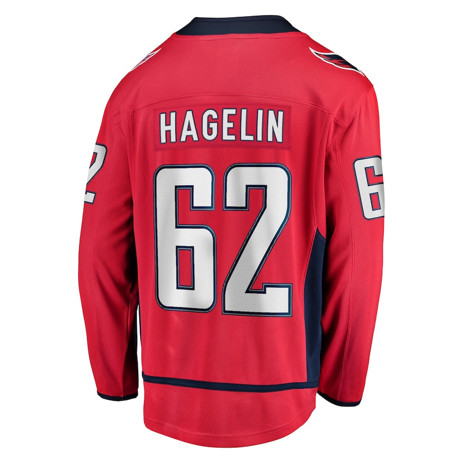 W.Capitals #62 Carl Hagelin Fanatics Branded Replica Player Jersey Red Stitched American Hockey Jerseys - Main View