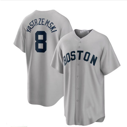 Boston Red Sox  #8 Carl Yastrzemski Cooperstown Collection Player Jersey - Gray Baseball Jerseys - Main View