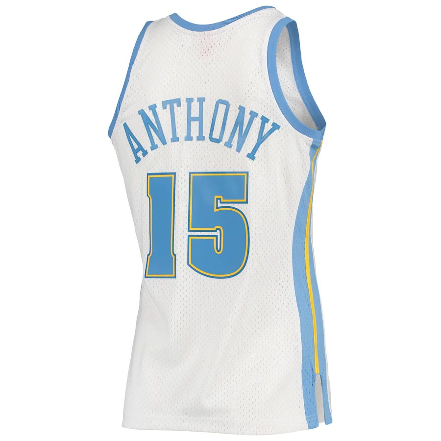 D.Nuggets #15 Carmelo Anthony Mitchell & Ness 2006-07 Hardwood Classics Swingman Jersey  White Stitched American Basketball Jersey - Main View