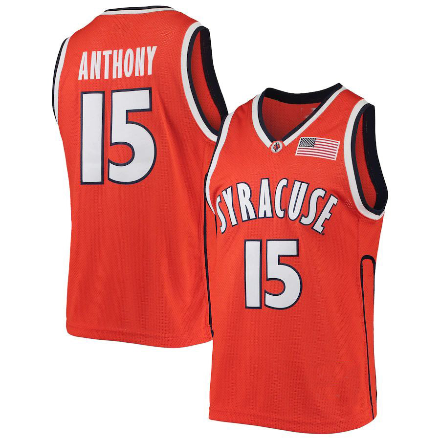 S.Orange #15 Carmelo Anthony Original Retro Brand Alumni Commemorative Classic Basketball Jersey Orange Stitched American College Jerseys - Main View