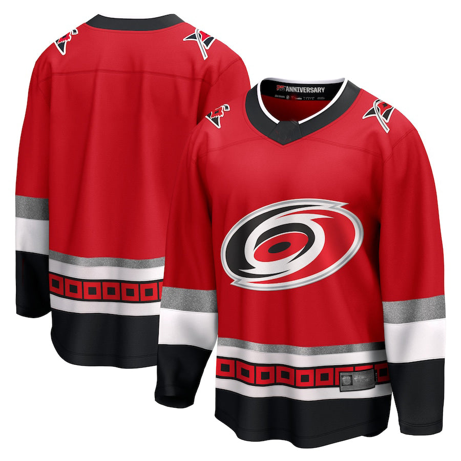C.Hurricanes Fanatics Branded 25th Anniversary Premier Breakaway Blank Jersey Red Stitched American Hockey Jerseys - Main View