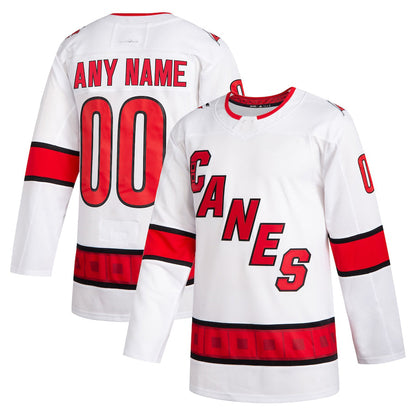 Custom C.Hurricanes 2020-21 Away Authentic Jersey White Stitched American Hockey Jerseys - Main View