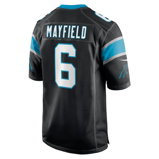 C.Panthers #6 Baker Mayfield Black Home Player Game Jersey Stitched American Football Jerseys - Main View